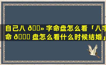 自己八 🌻 字命盘怎么看「八字命 🐟 盘怎么看什么时候结婚」